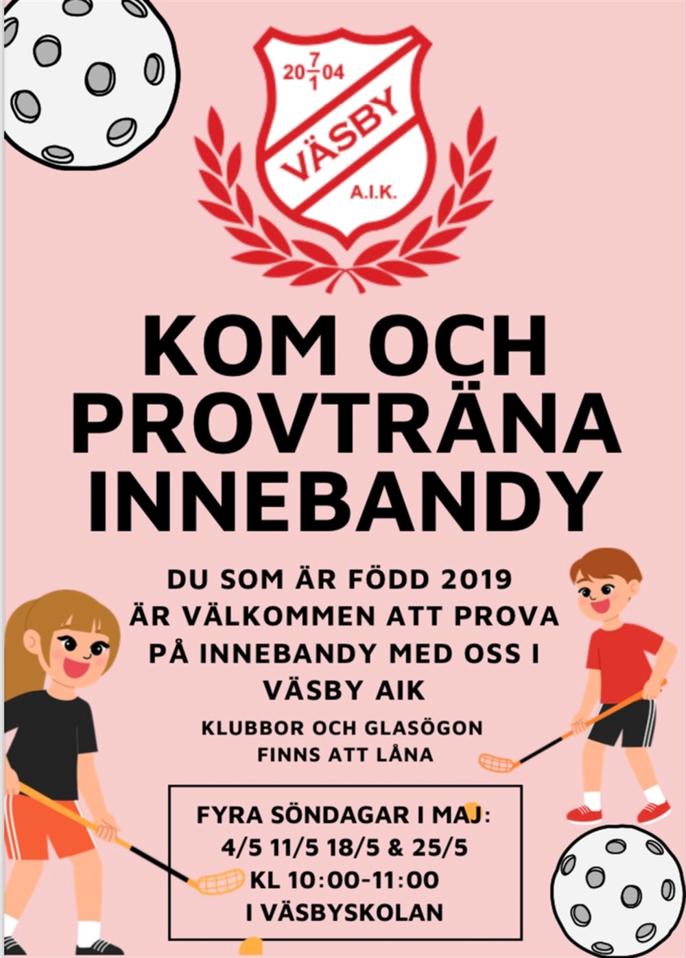 Två tecknade personer med innebandyklubbor.