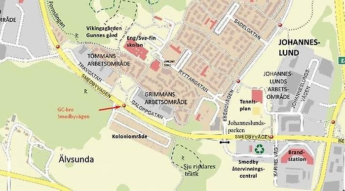 Gång- och cykeltunnel vid Smedbyvägen.