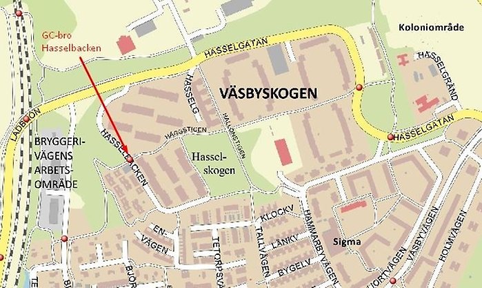 Gång- och cykeltunnel vid Hasselbacken.