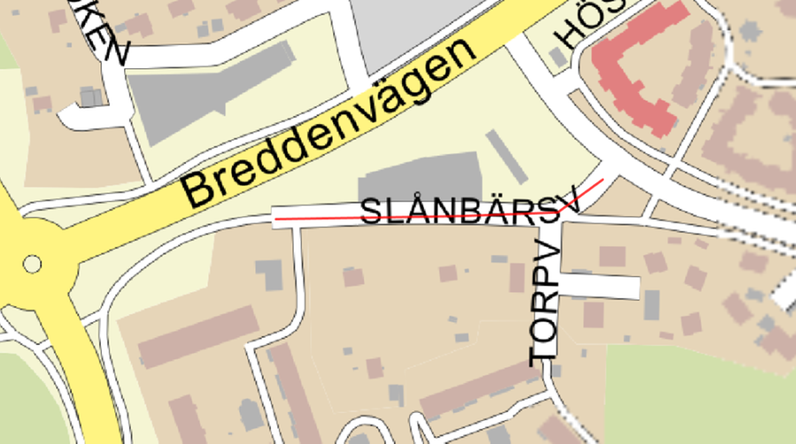 Kartbild över Slånbärsvägen