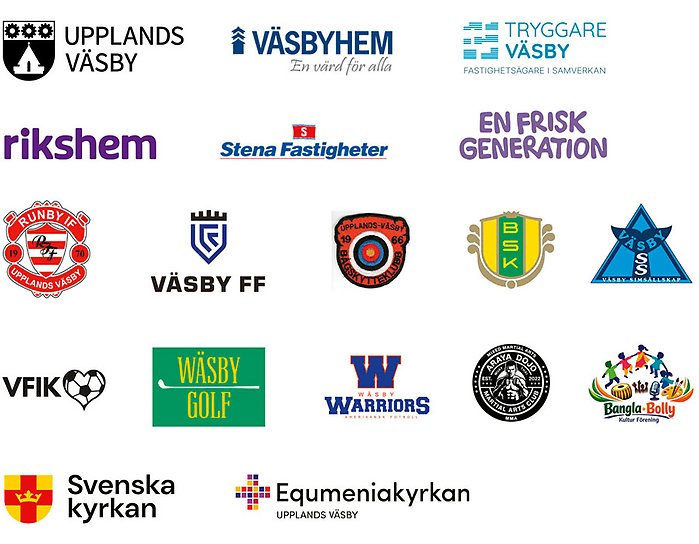 Logotyper från några av de aktörer som samverkat för Sommar i Väsby