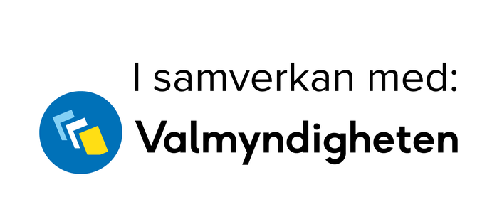 Texten i samarbete med tillsammans med Valmyndighetens logga inför valet 2022